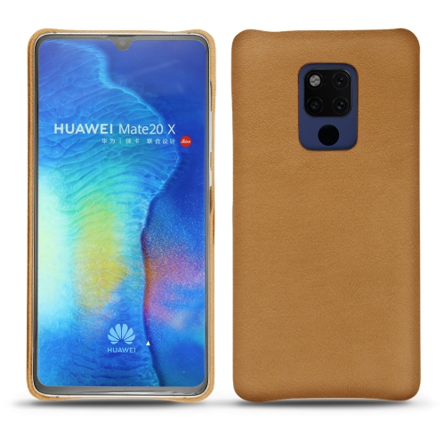 Protections cuir (housse, étui, coque) fabriquées main pour Huawei Mate 20 X Castan esparciate ( Pantone #824F2A )