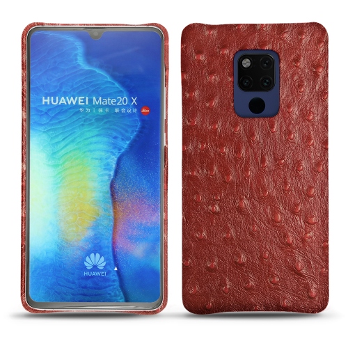 Custodia in pelle Huawei Mate 20 XAutruche ciliegia ( Pantone #a4343a ) 