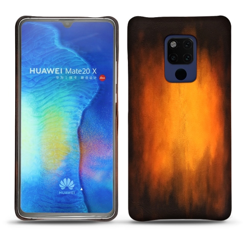 Protections cuir (housse, étui, coque) fabriquées main pour Huawei Mate 20 X Fauve Patine