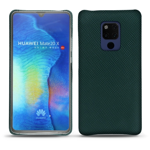 Protections cuir (housse, étui, coque) fabriquées main pour Huawei Mate 20 X Vert séduisant ( Pantone #1d3c34 ) 